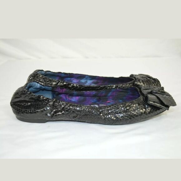 Sam Edelman Dominique Bow Snake Textured Ballet Fl - Picture 6 of 7